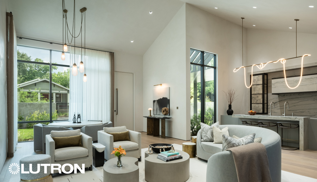Great Room Motorized Shades - Modern Installation